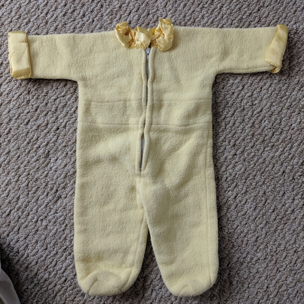 Vintage Fleece Baby Onesie with Feet Mid-century